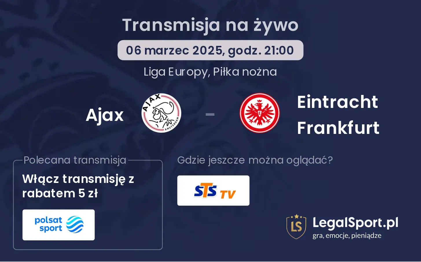 Ajax - Eintracht Frankfurt transmisja na żywo