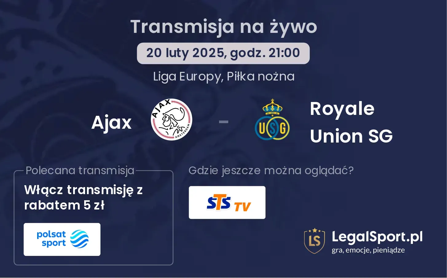 Ajax - Royale Union SG transmisja na żywo