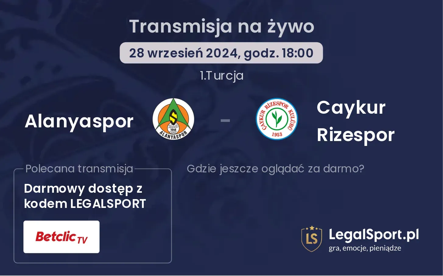 Alanyaspor - Caykur Rizespor transmisja na żywo