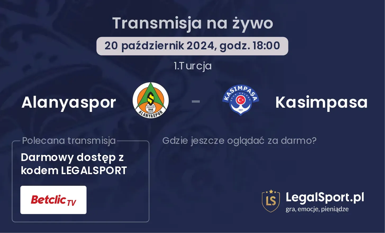 Alanyaspor - Kasimpasa transmisja na żywo