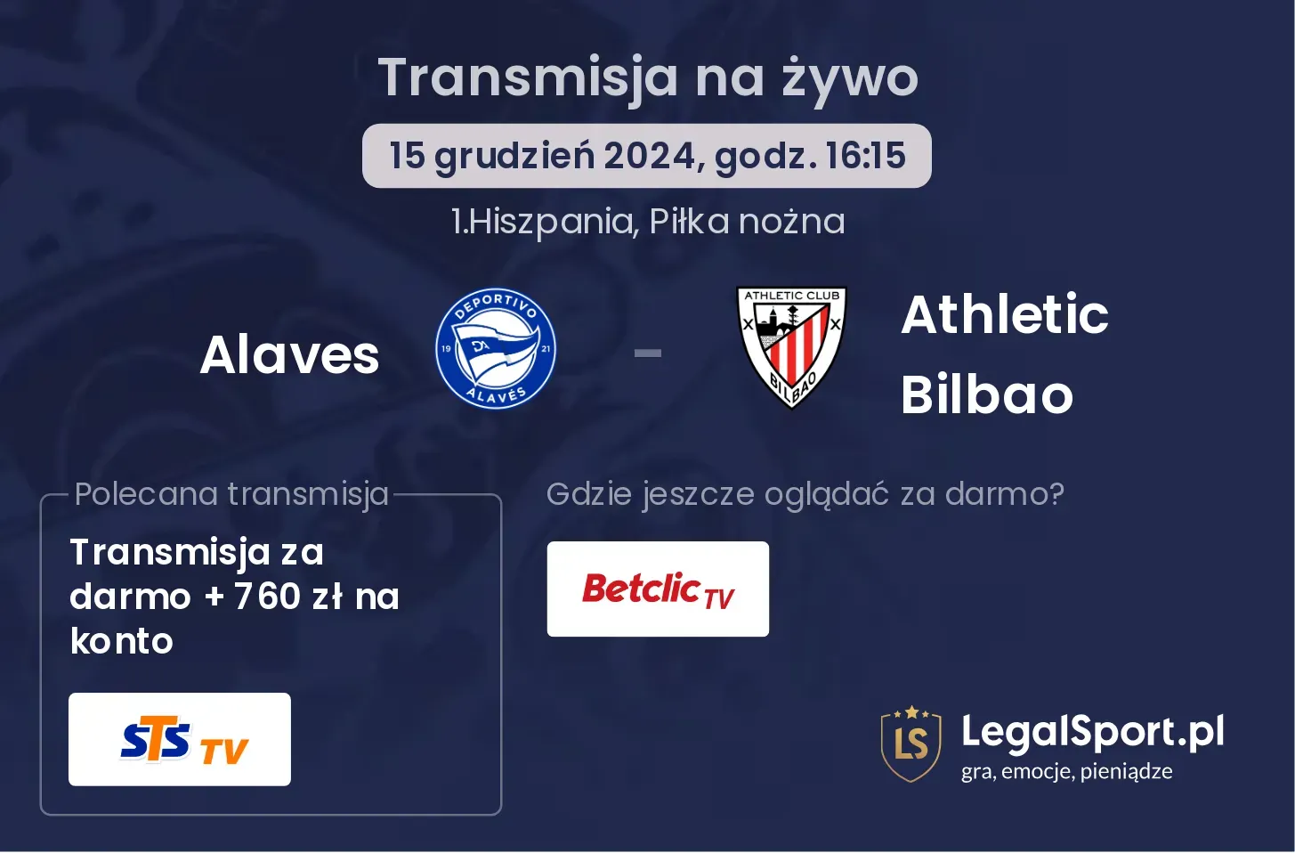 Alaves - Athletic Bilbao transmisja na żywo