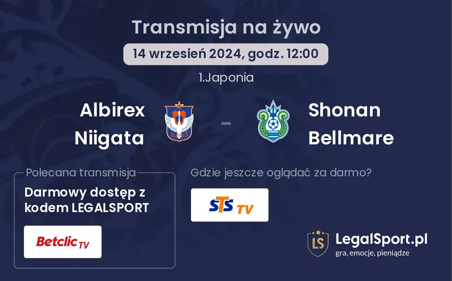 Albirex Niigata - Shonan Bellmare transmisja na żywo