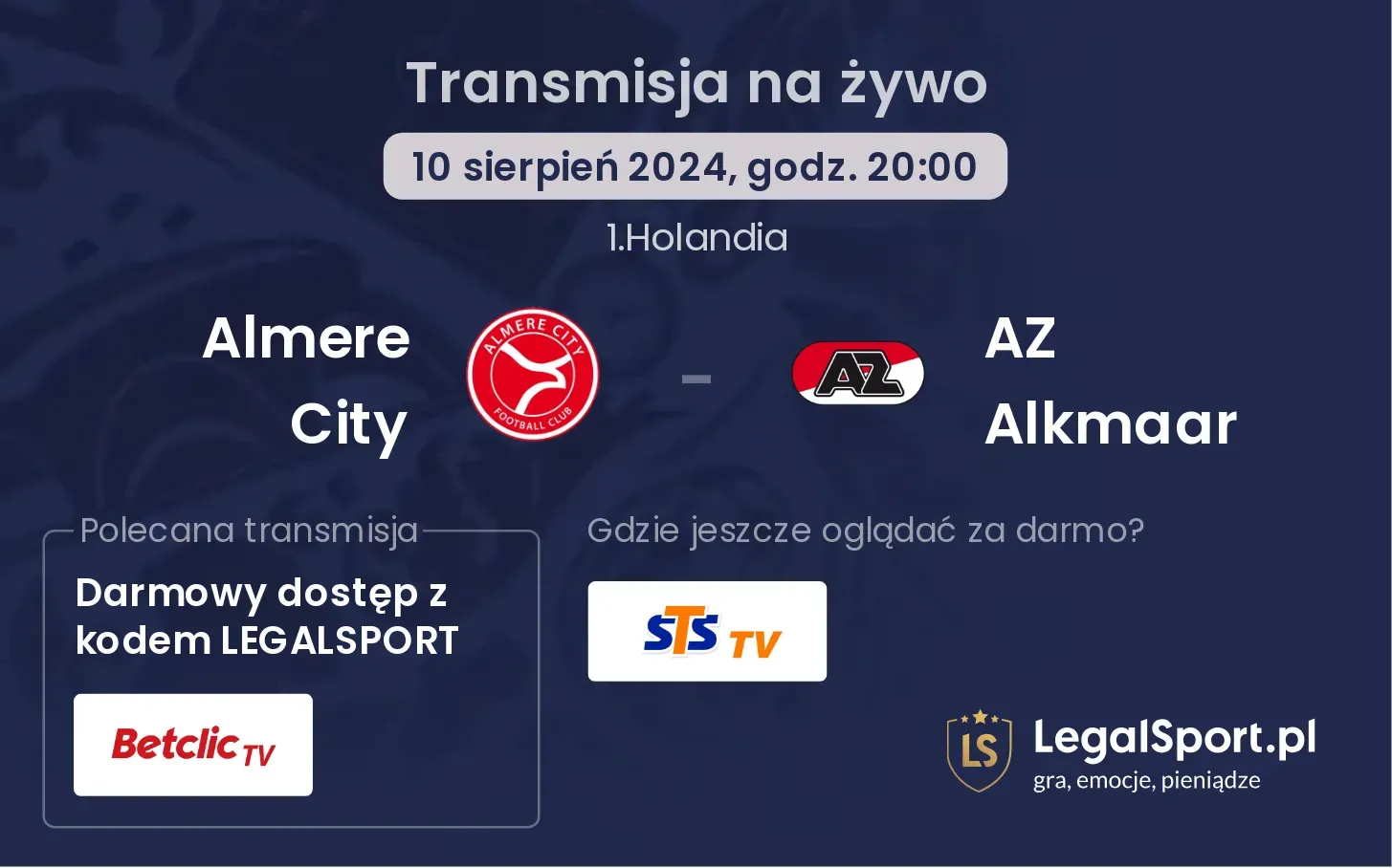 Almere City - AZ Alkmaar transmisja na żywo