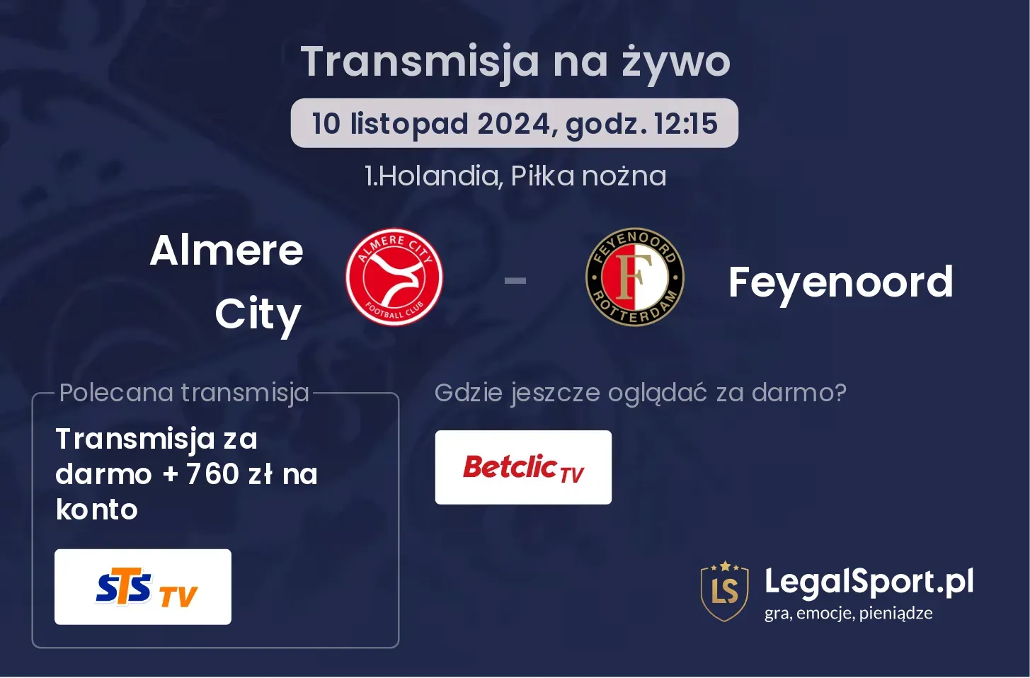 Almere City - Feyenoord transmisja na żywo