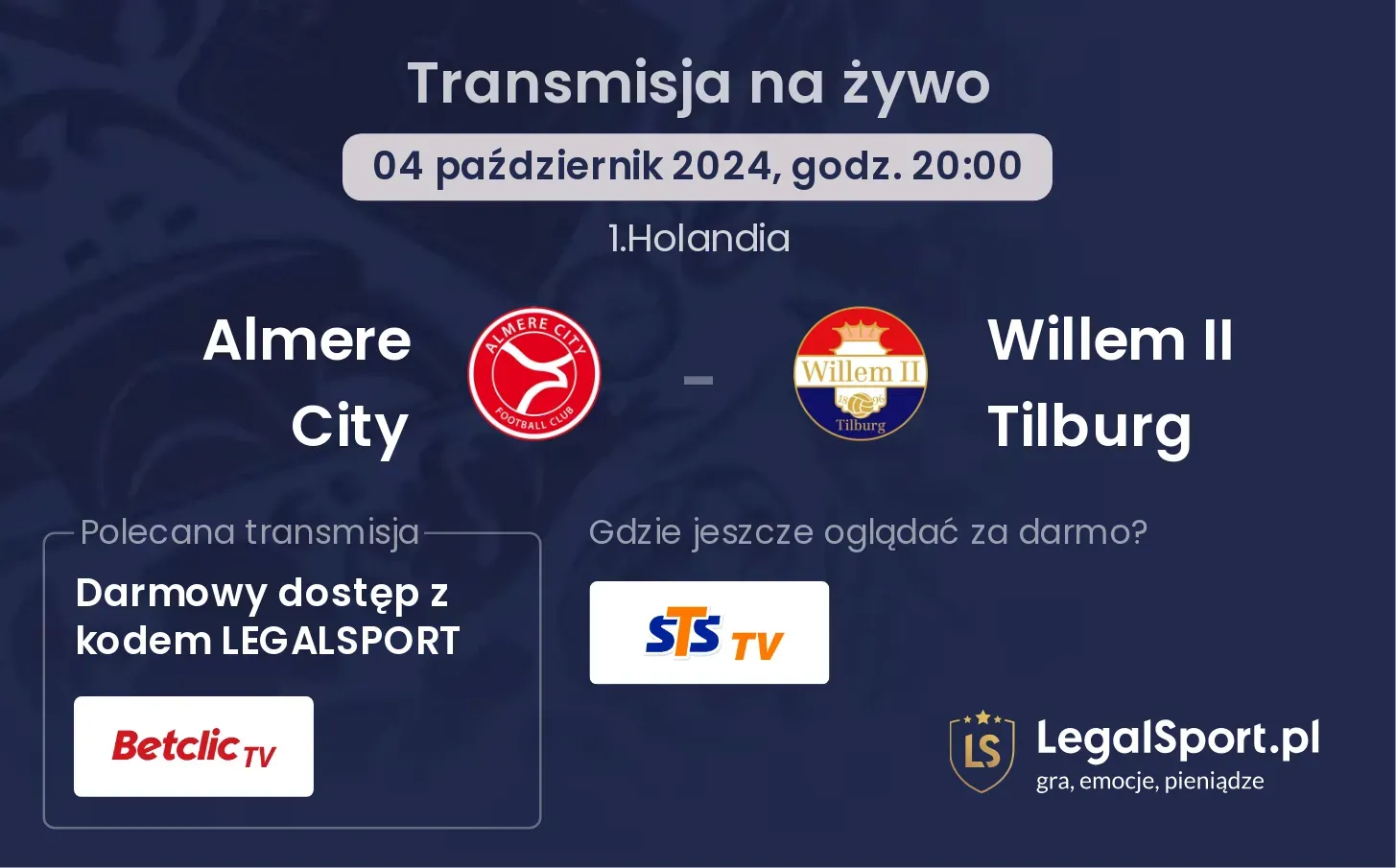 Almere City - Willem II Tilburg transmisja na żywo