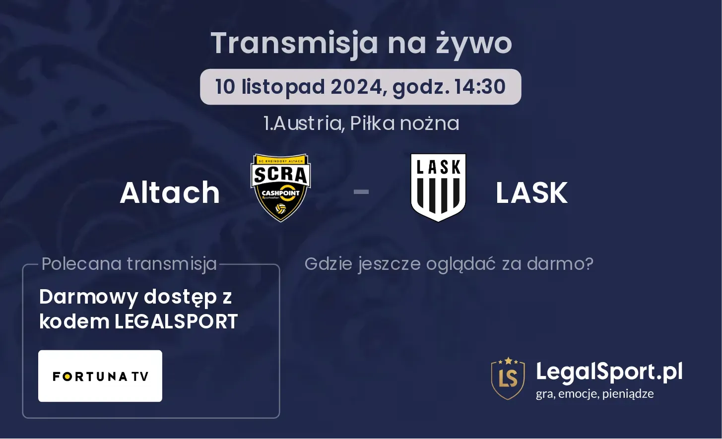 Altach - LASK transmisja na żywo