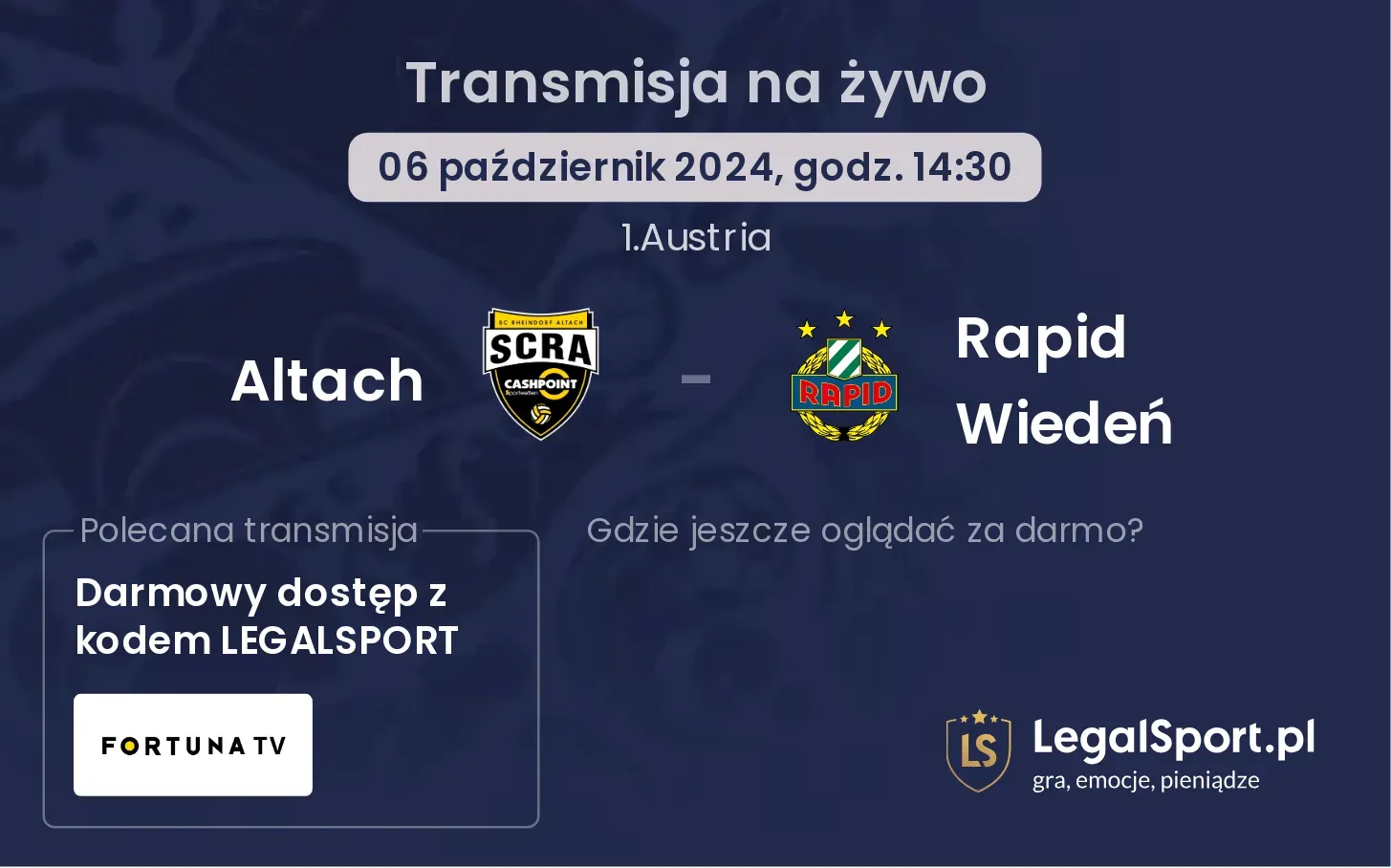 Altach - Rapid Wiedeń transmisja na żywo