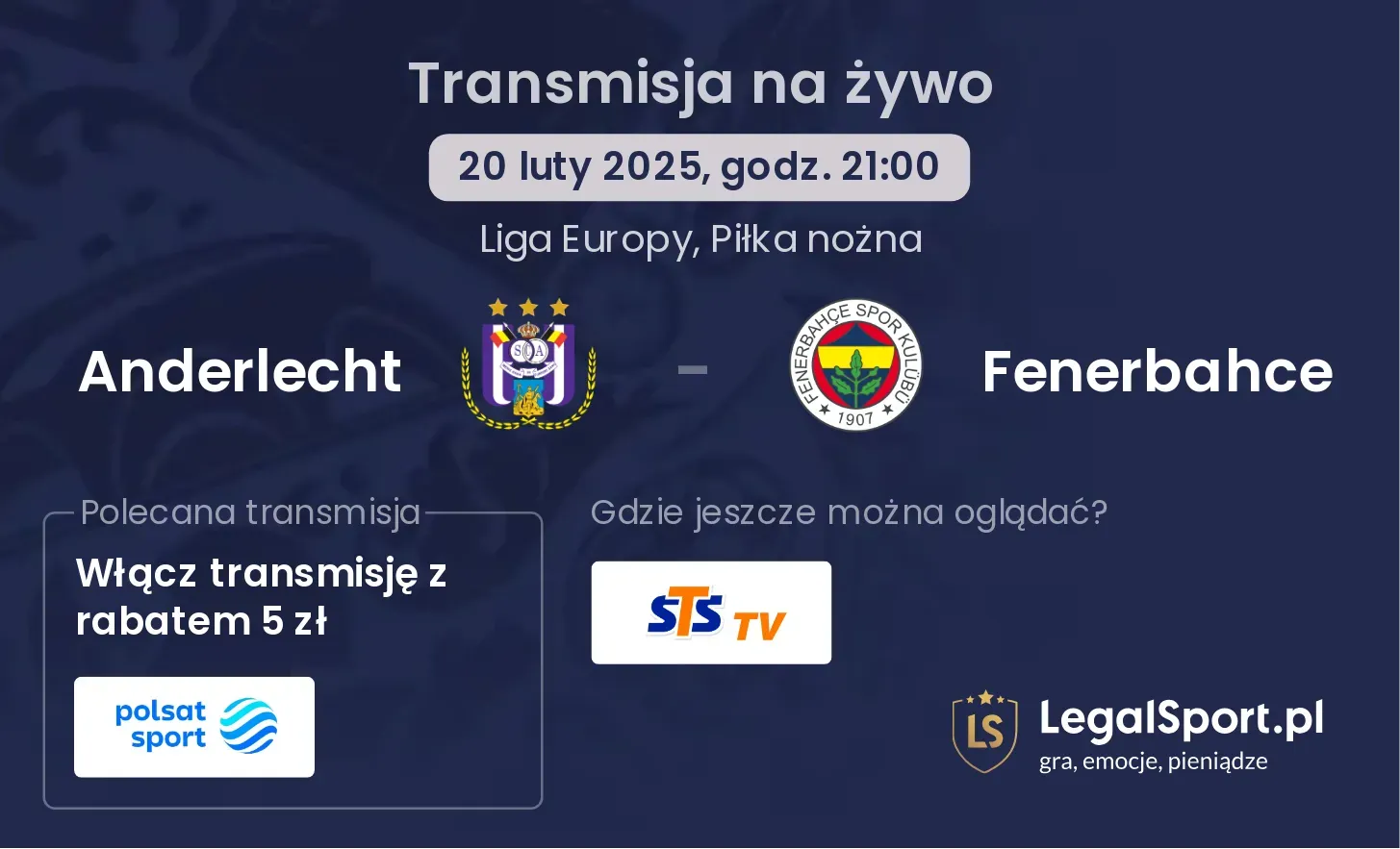 Anderlecht - Fenerbahce transmisja na żywo