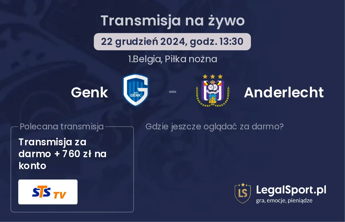 Genk - Anderlecht gdzie oglądać?