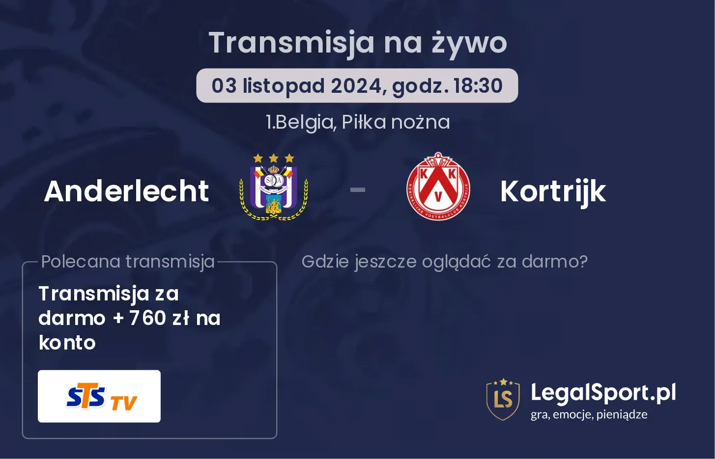 Anderlecht - Kortrijk transmisja na żywo