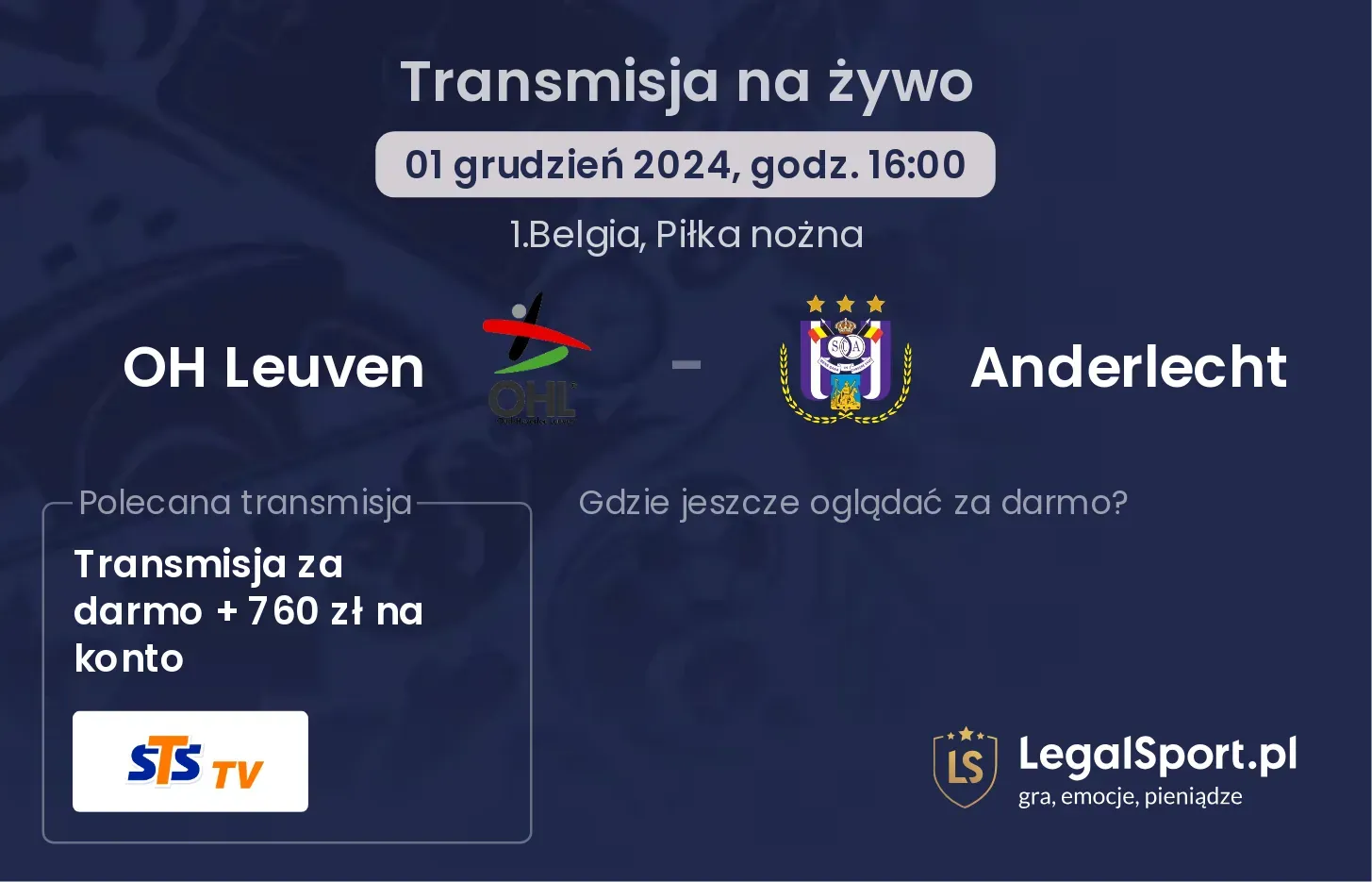 OH Leuven - Anderlecht gdzie oglądać?