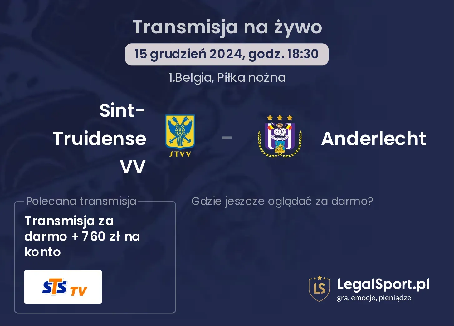 Sint-Truidense VV - Anderlecht gdzie oglądać?