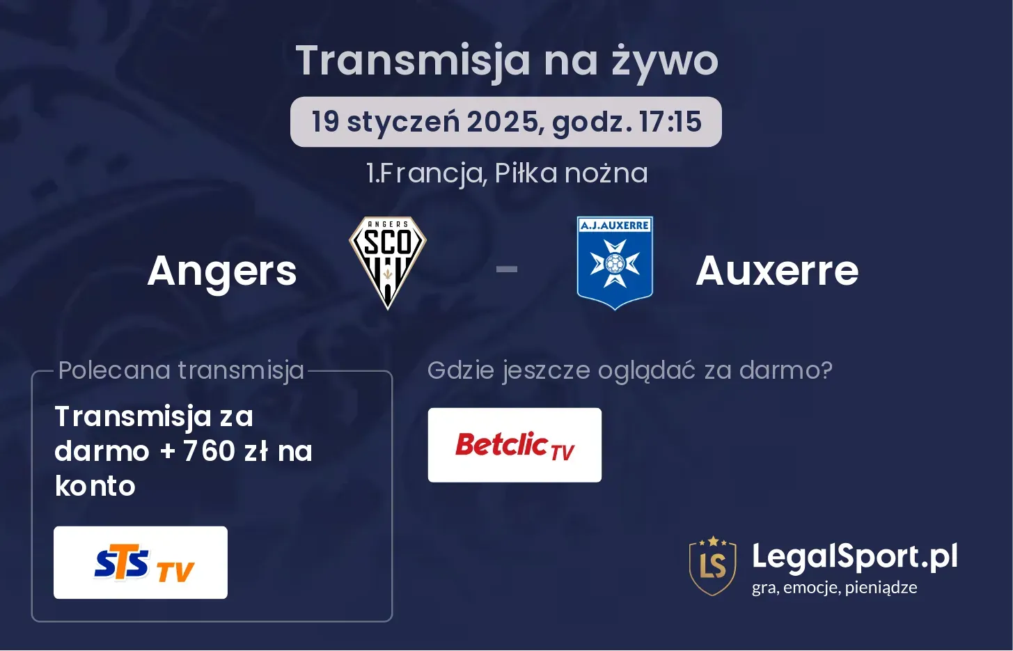 Angers - Auxerre transmisja na żywo