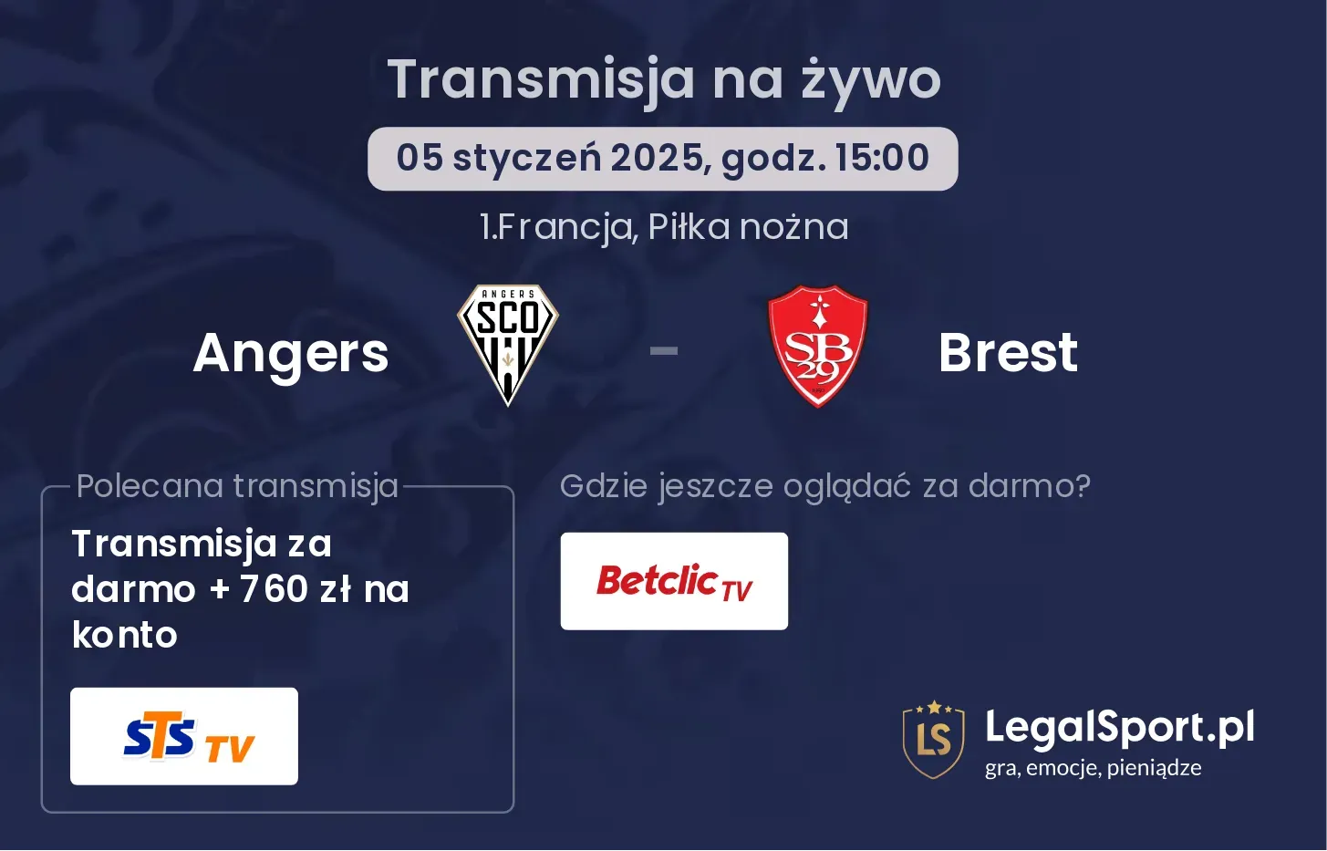 Angers - Brest transmisja na żywo