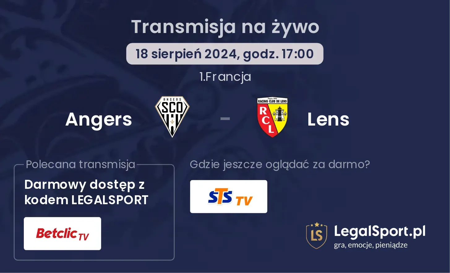 Angers - Lens transmisja na żywo