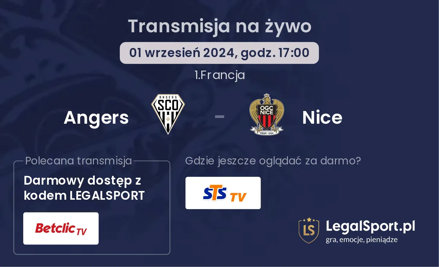 Angers - Nice transmisja na żywo