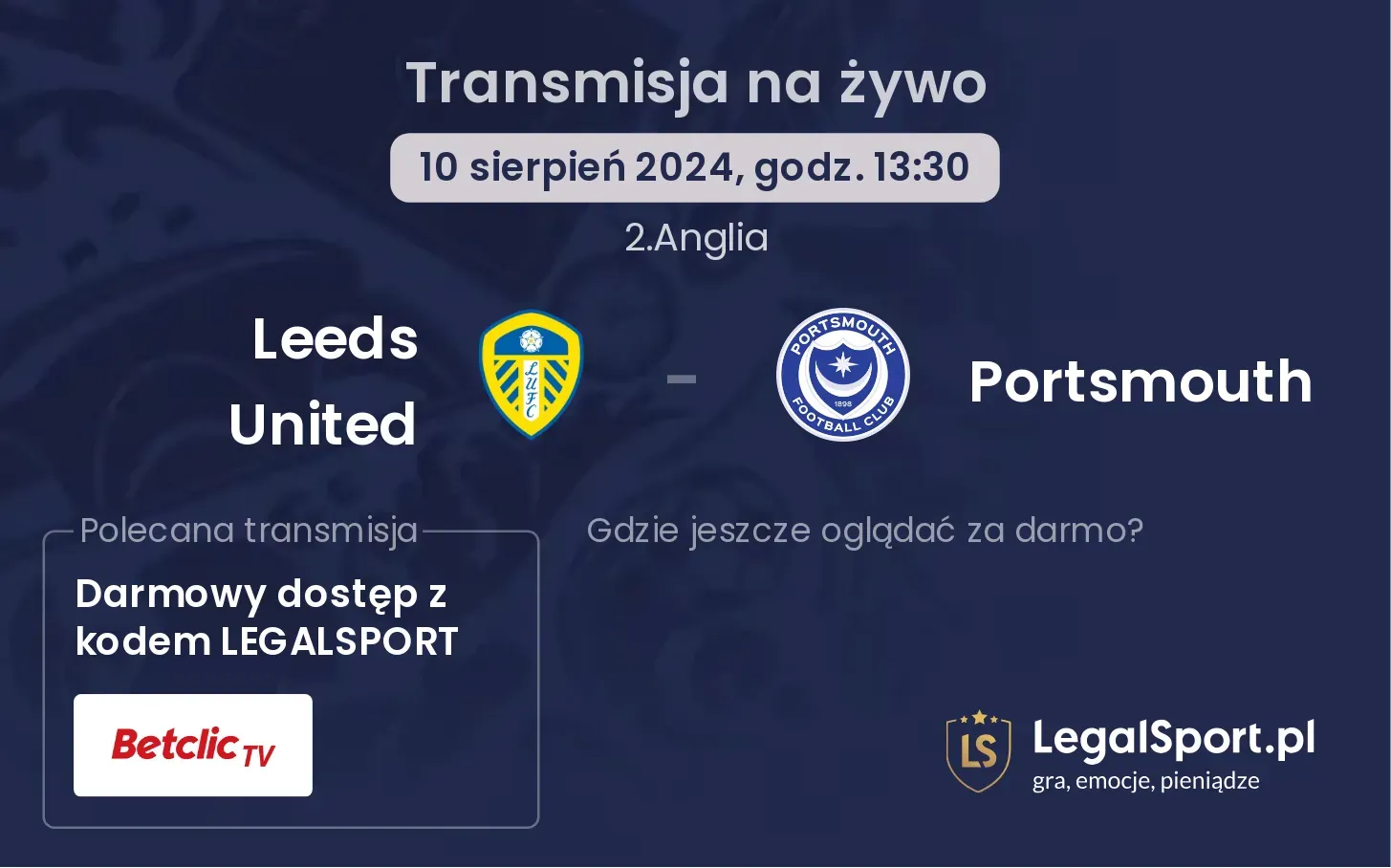 Leeds United - Portsmouth transmisja na żywo