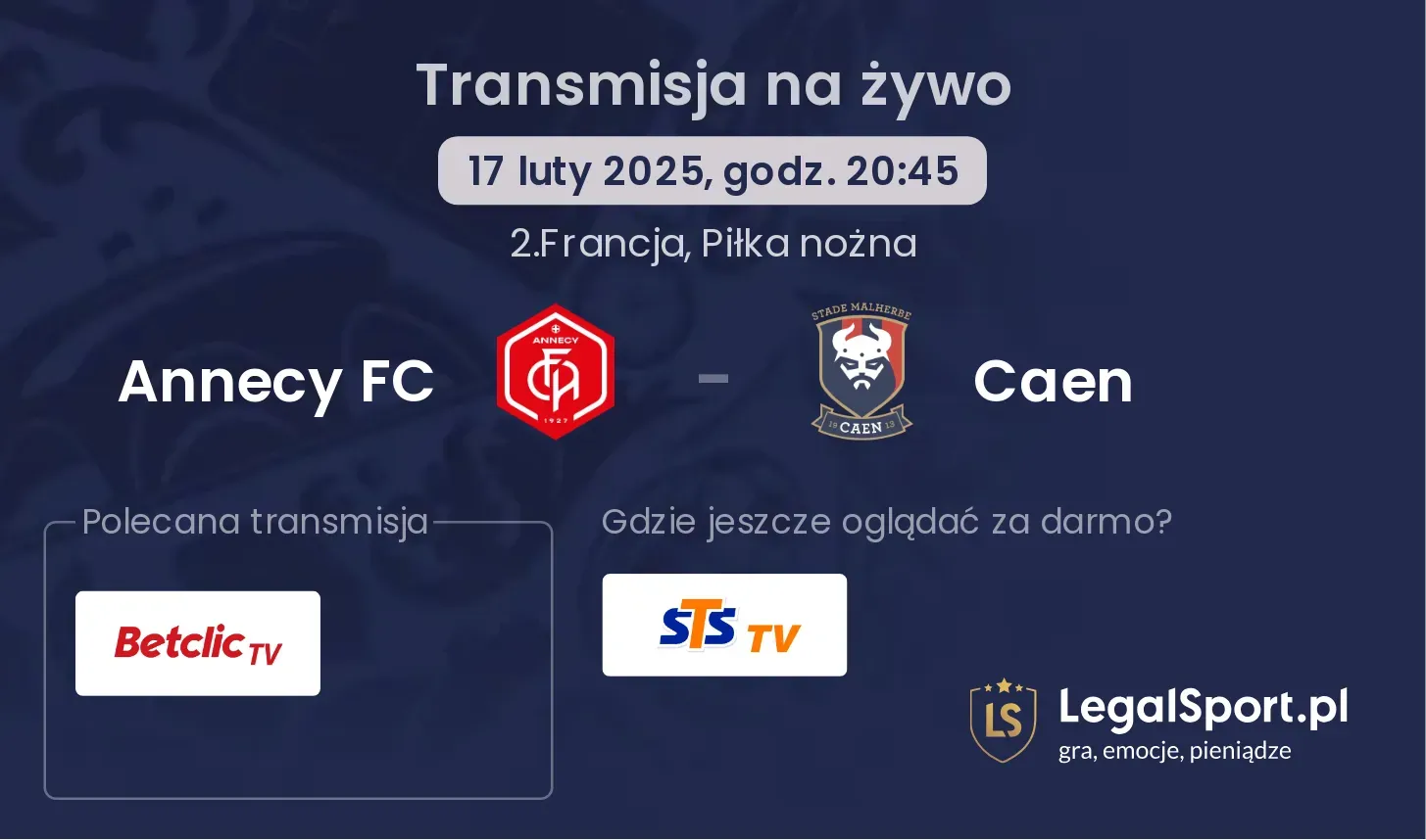 Annecy FC - Caen transmisja na żywo