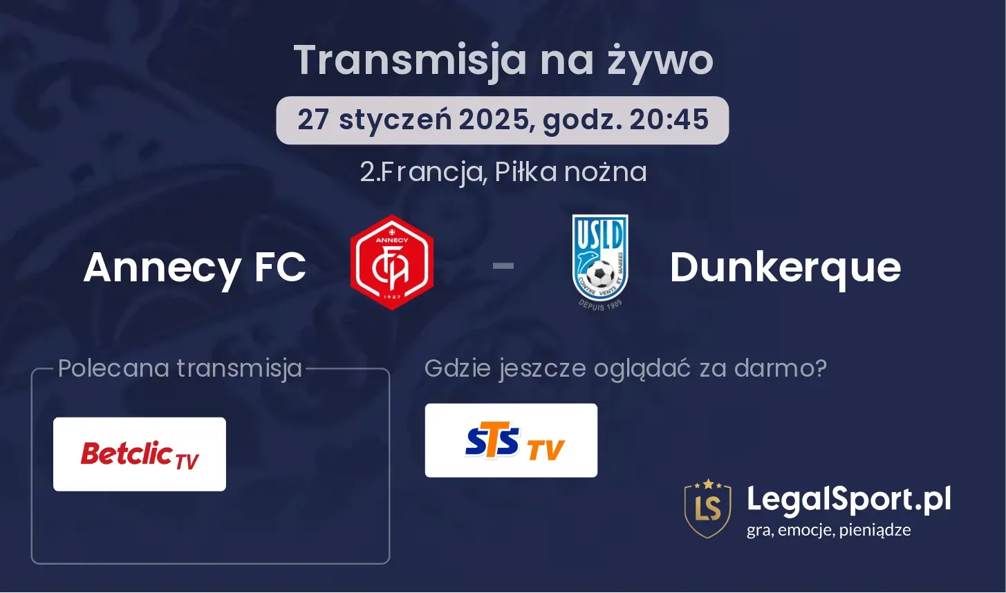 Annecy FC - Dunkerque transmisja na żywo