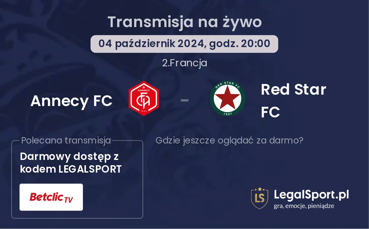 Annecy FC - Red Star FC transmisja na żywo