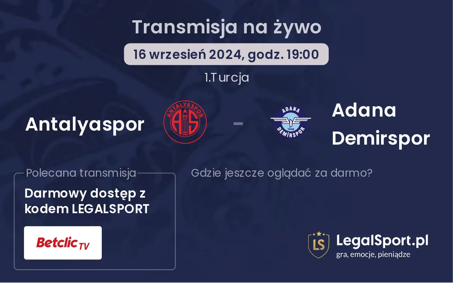 Antalyaspor - Adana Demirspor transmisja na żywo