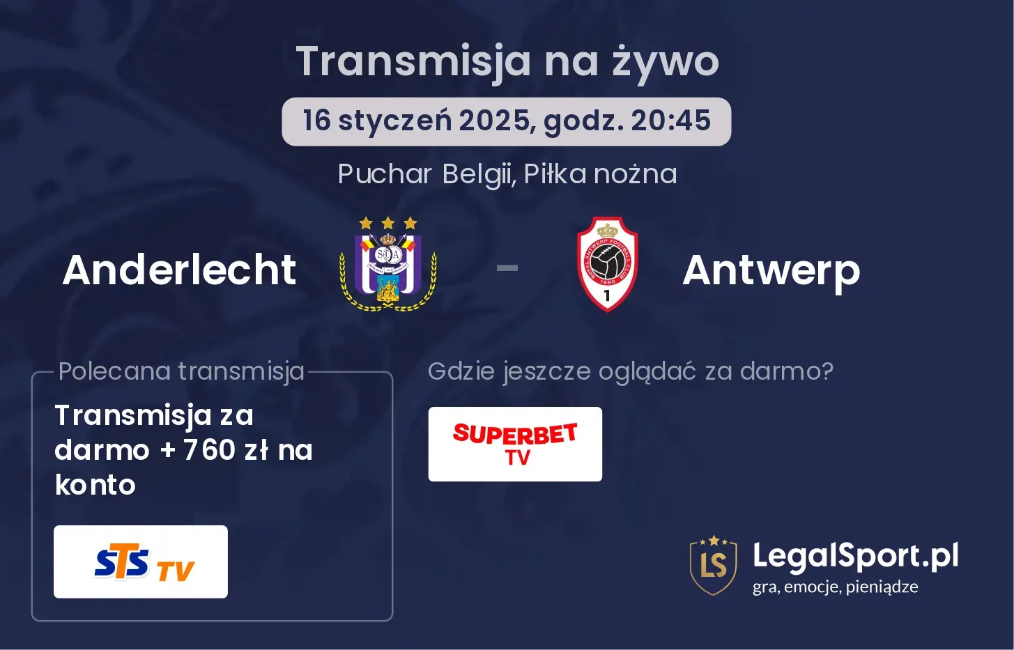 Anderlecht - Antwerp gdzie oglądać transmisję?