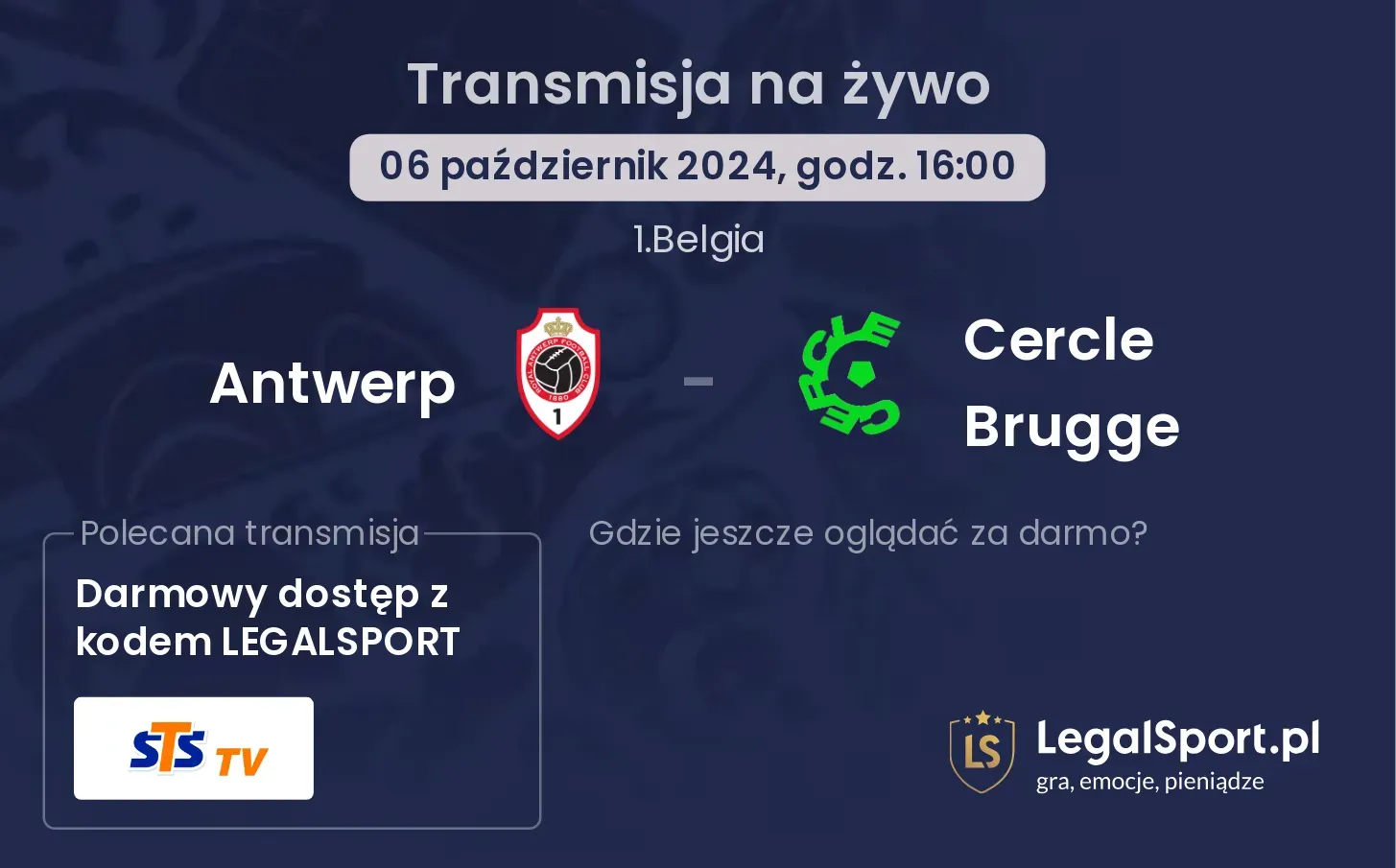 Antwerp - Cercle Brugge gdzie oglądać? 06.10, godz. 16:00