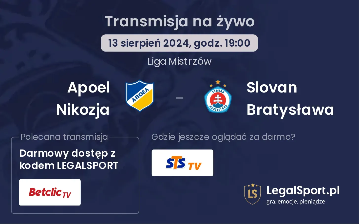 Apoel Nikozja - Slovan Bratysława transmisja na żywo