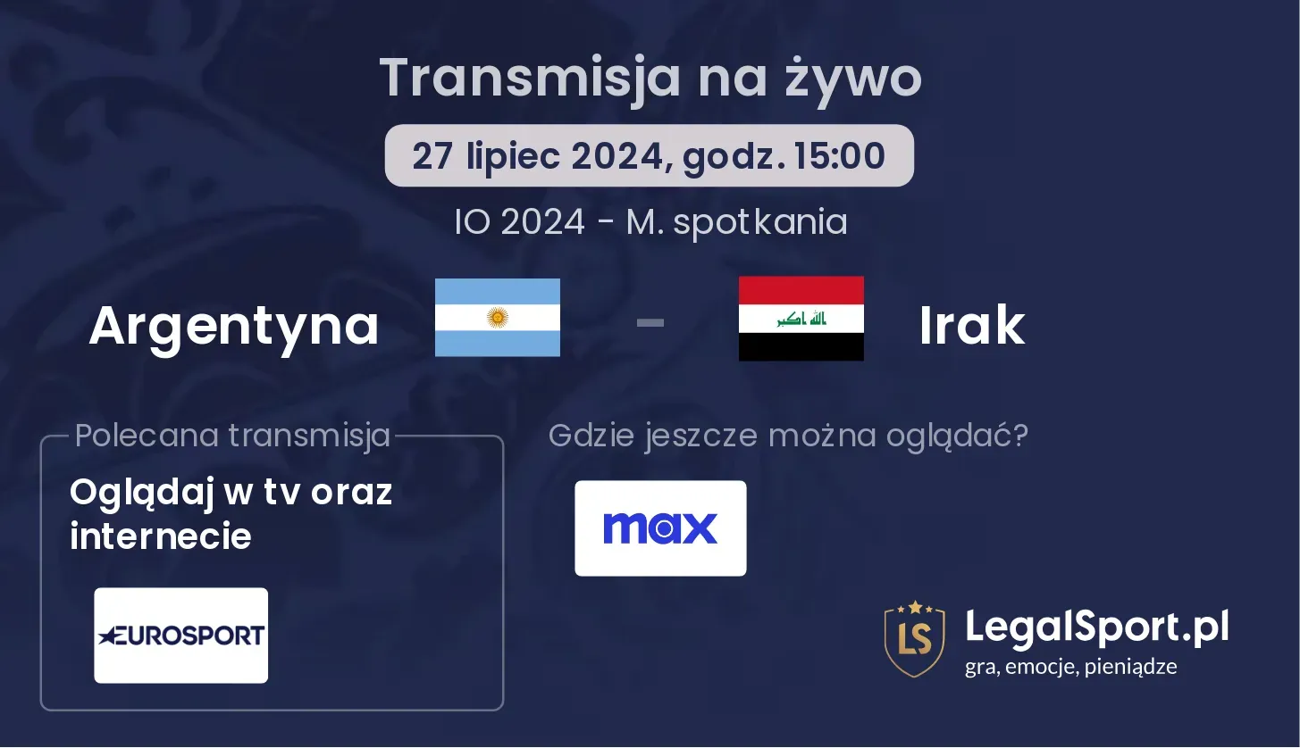 Argentyna - Irak transmisja na żywo