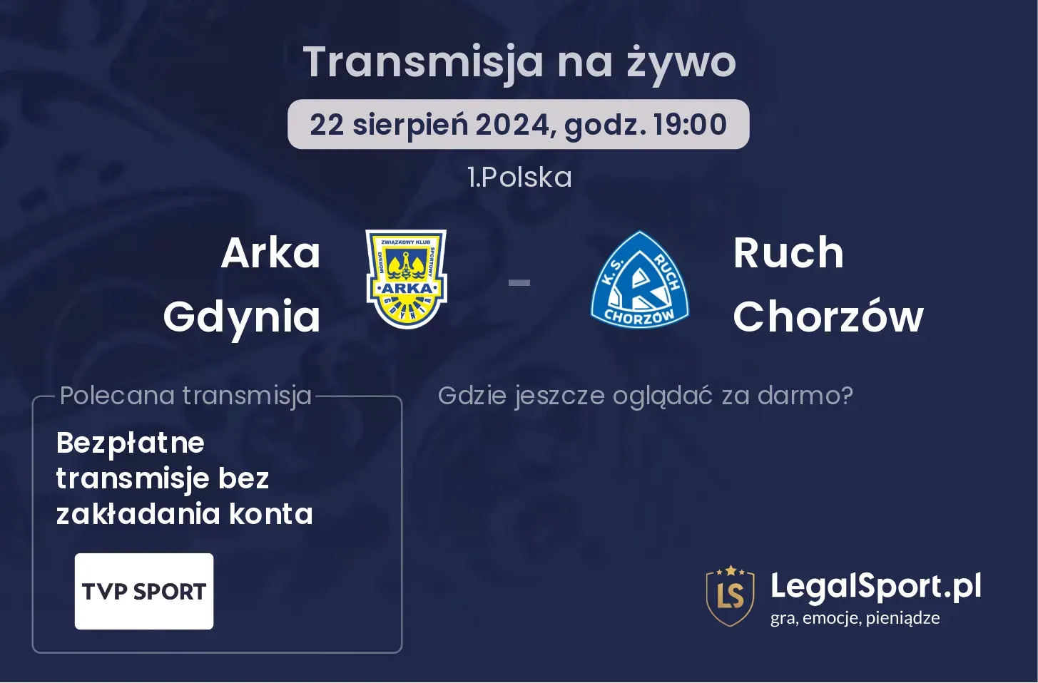 Arka Gdynia - Ruch Chorzów transmisja na żywo