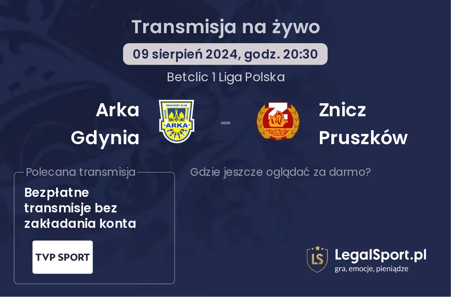 Arka Gdynia - Znicz Pruszków transmisja na żywo