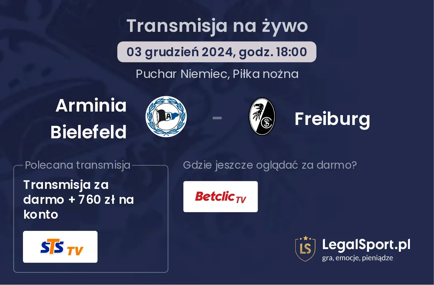 Arminia Bielefeld - Freiburg transmisja na żywo