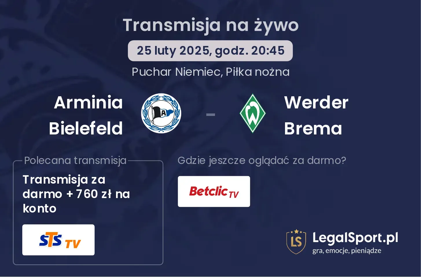 Arminia Bielefeld - Werder Brema gdzie oglądać transmisję?