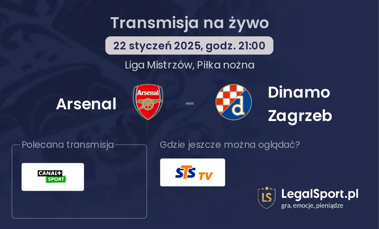 Arsenal - Dinamo Zagrzeb transmisja na żywo