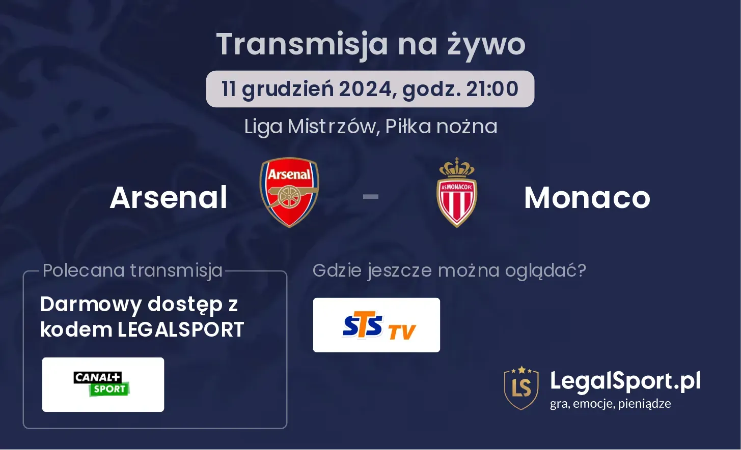 Arsenal - Monaco transmisja na żywo