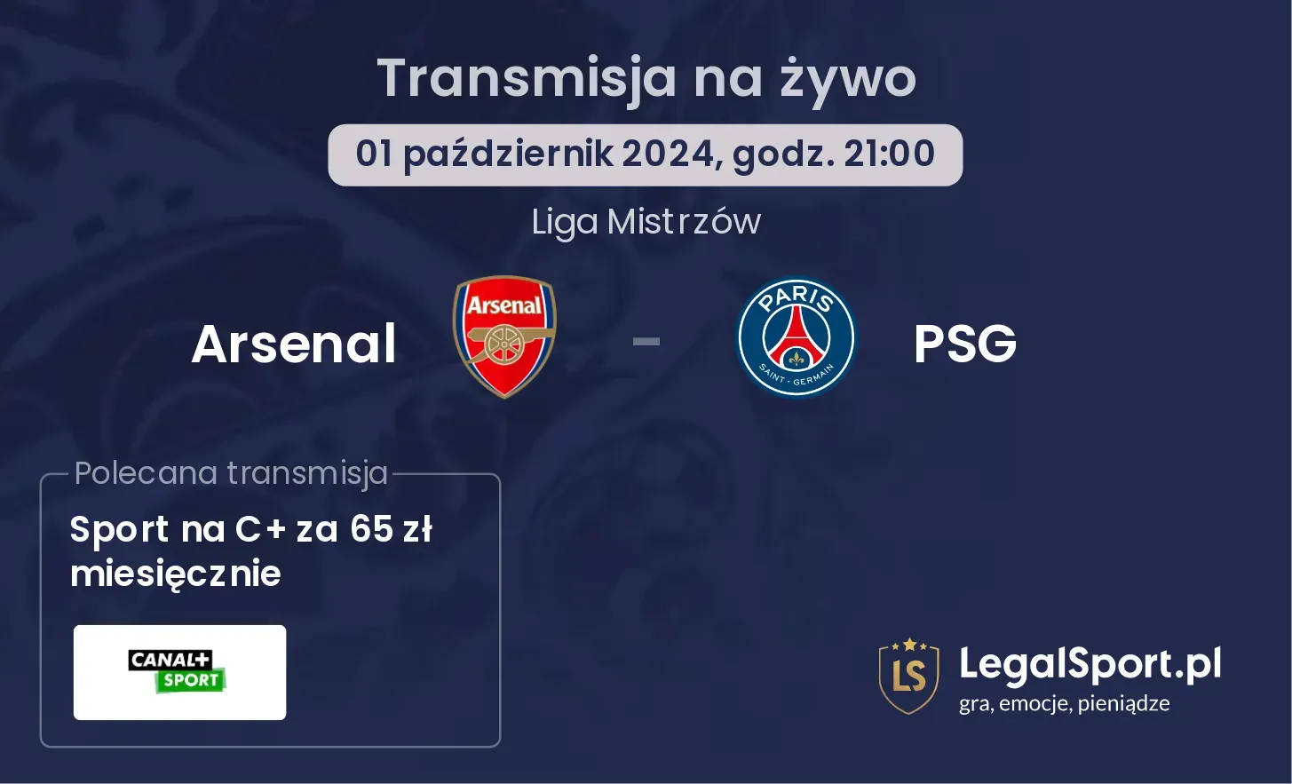 Arsenal - PSG gdzie oglądać? 01.10, godz. 21:00