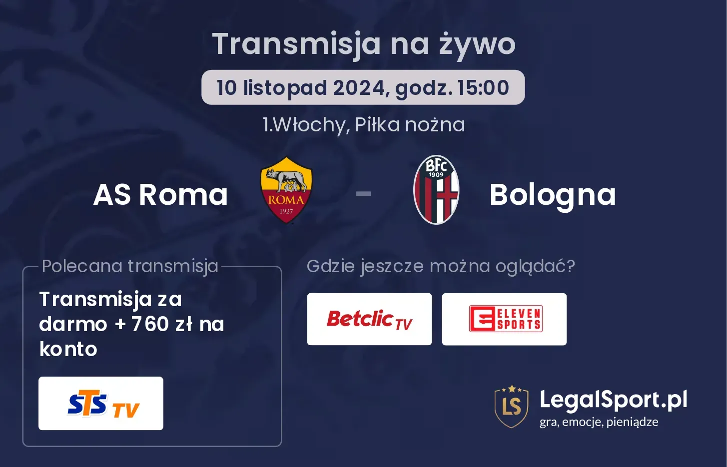 AS Roma - Bologna transmisja na żywo