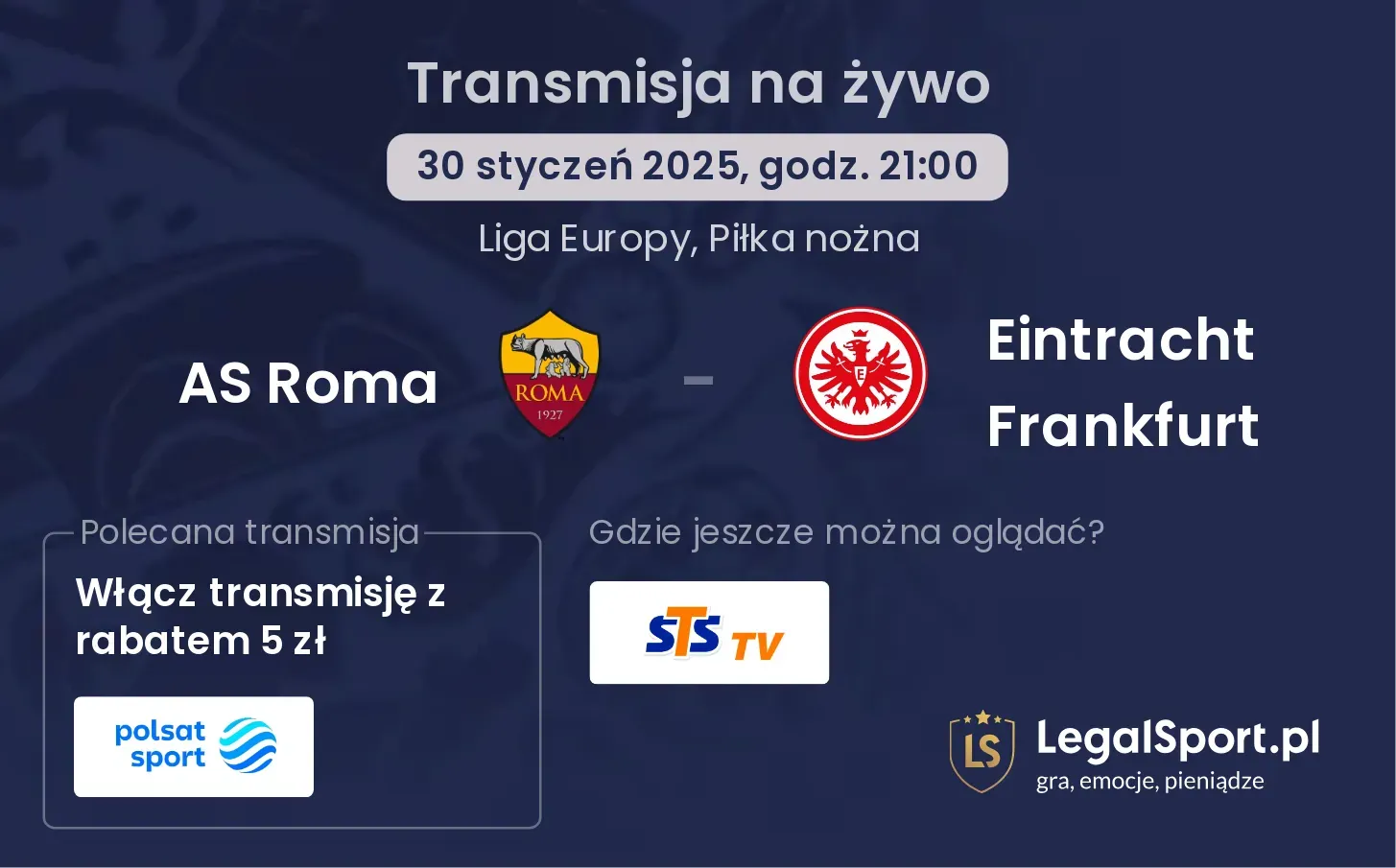 AS Roma - Eintracht Frankfurt transmisja na żywo