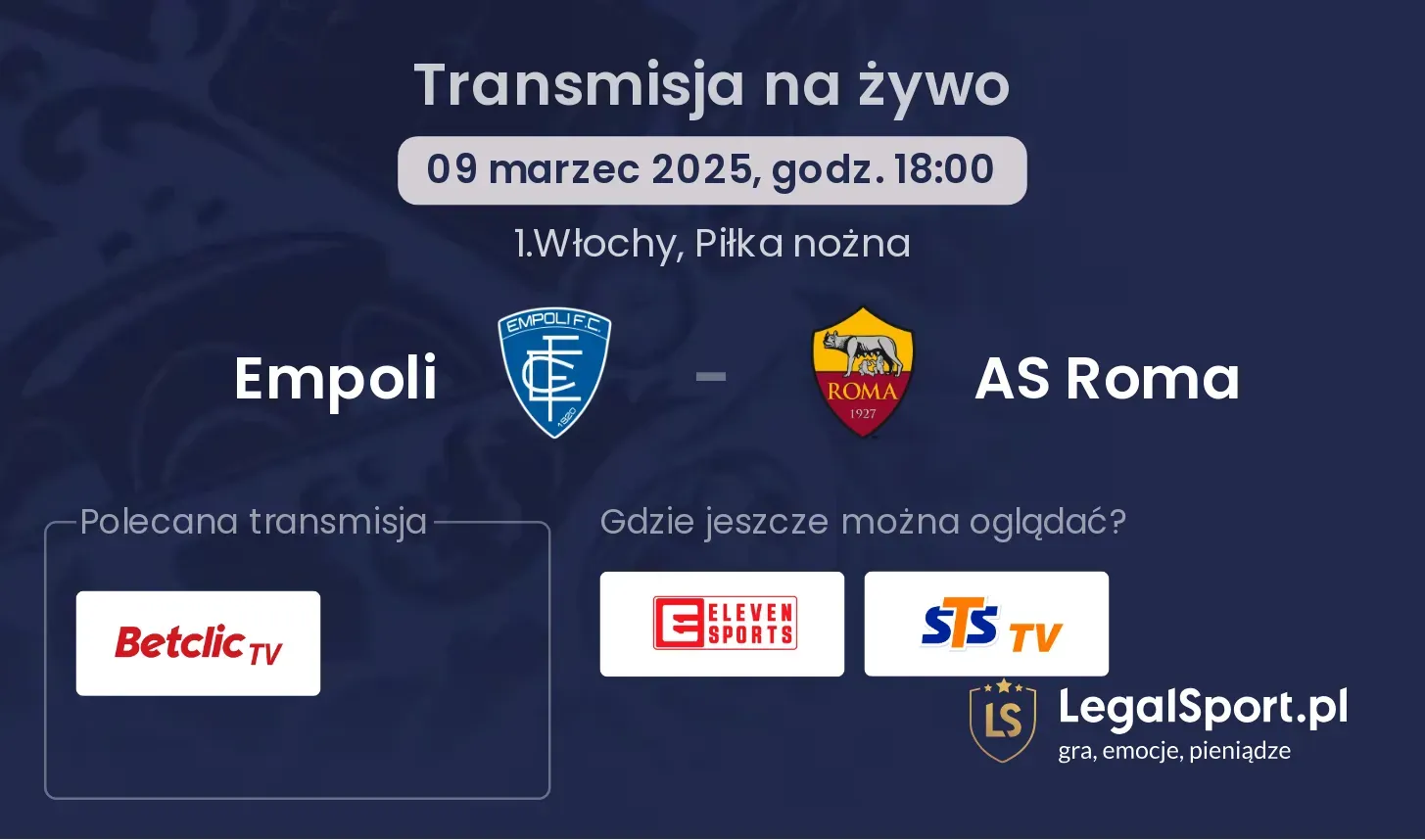 Empoli - AS Roma gdzie oglądać?