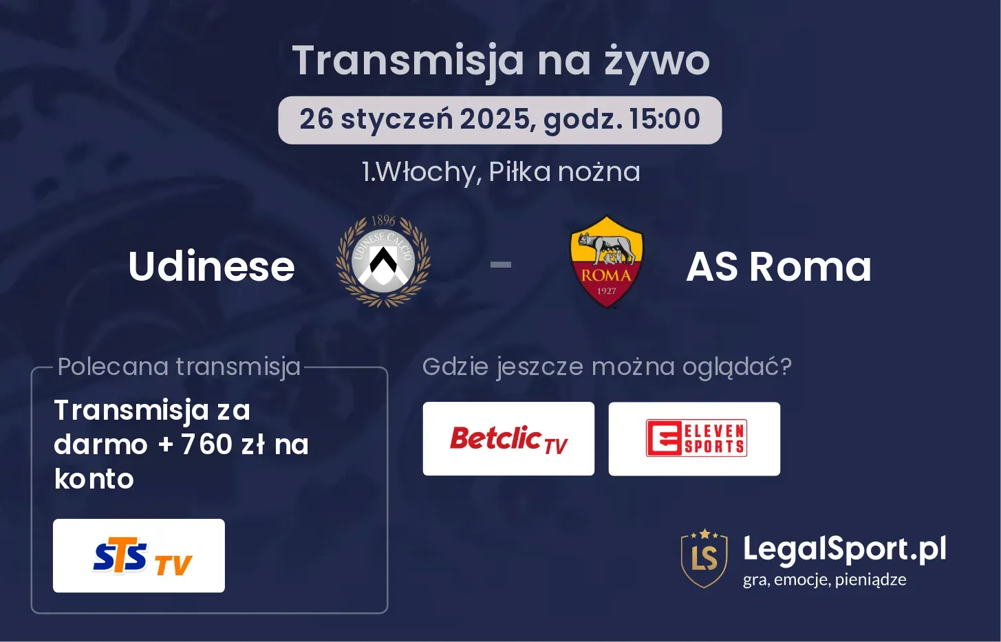 Udinese - AS Roma gdzie oglądać?