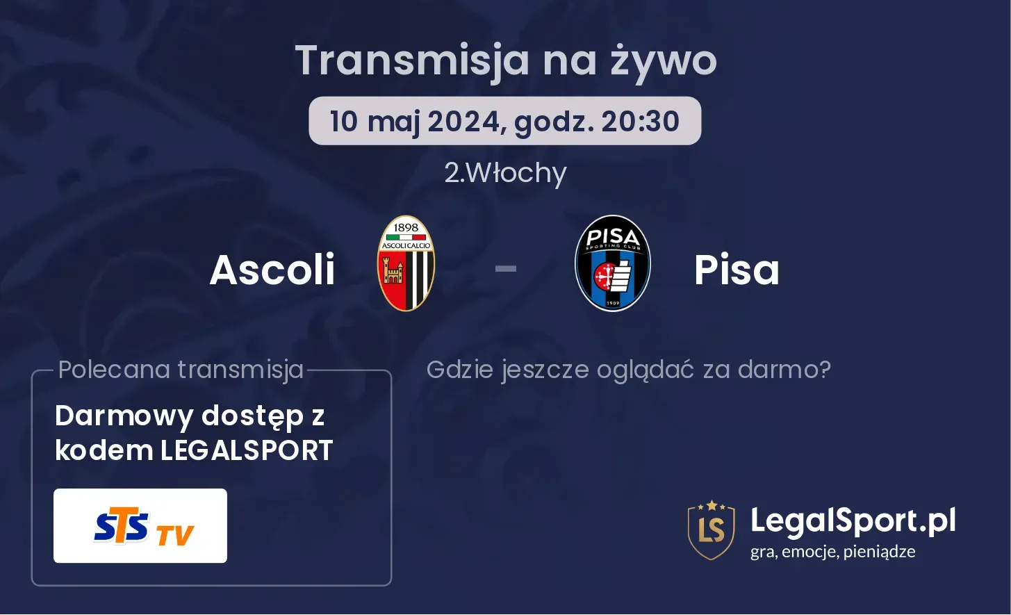 Ascoli - Pisa transmisja na żywo