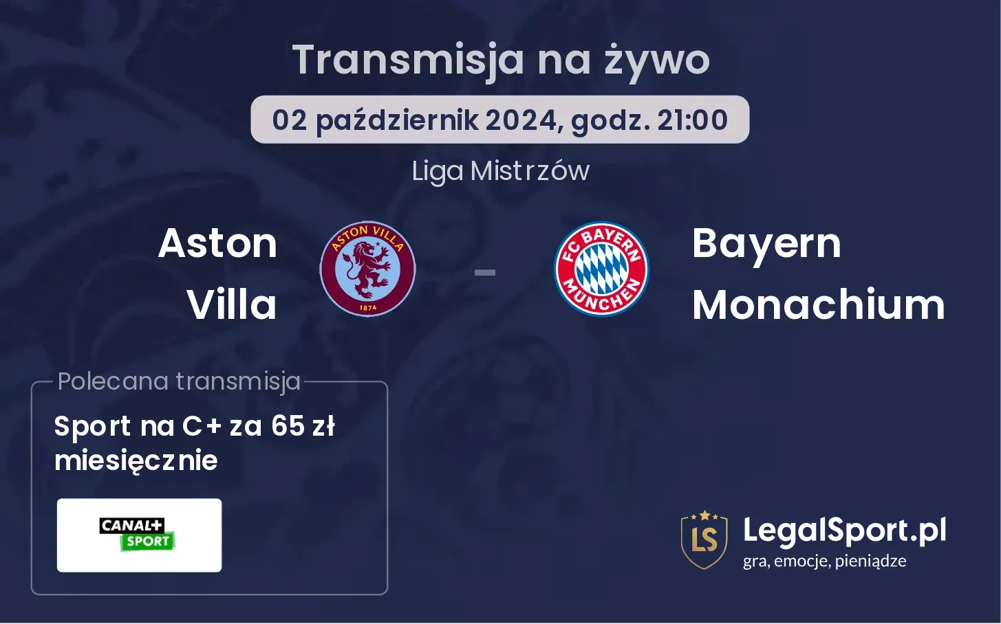 Aston Villa - Bayern Monachium gdzie oglądać? 02.10, godz. 21:00