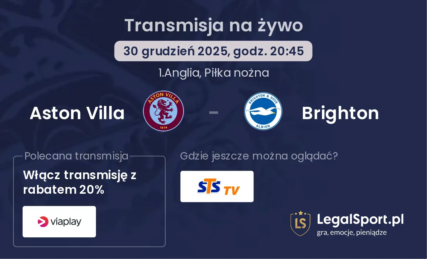 Aston Villa - Brighton transmisja na żywo