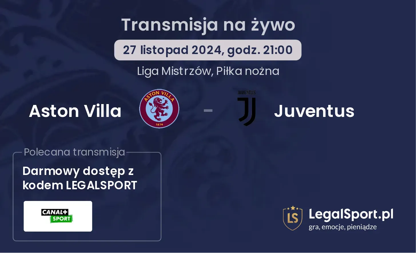 Aston Villa - Juventus transmisja na żywo