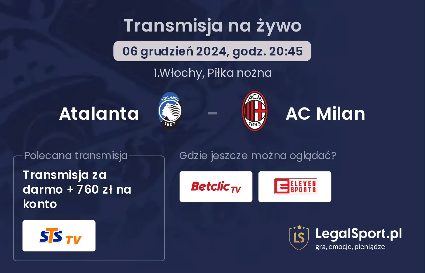 Atalanta - AC Milan transmisja na żywo