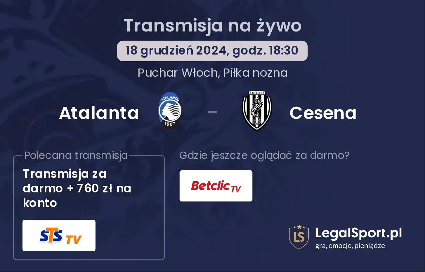 Atalanta - Cesena transmisja na żywo