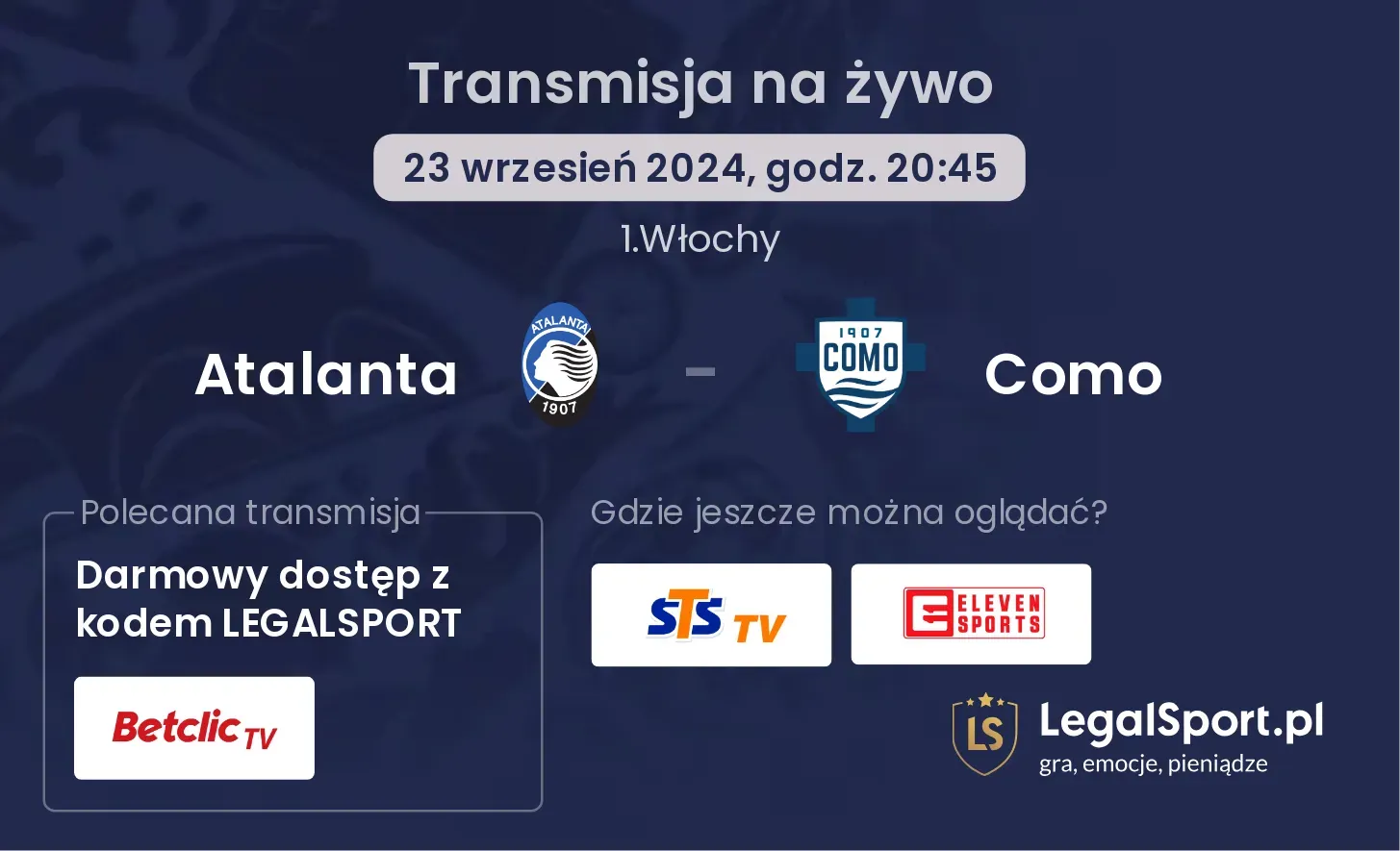 Atalanta - Como transmisja na żywo