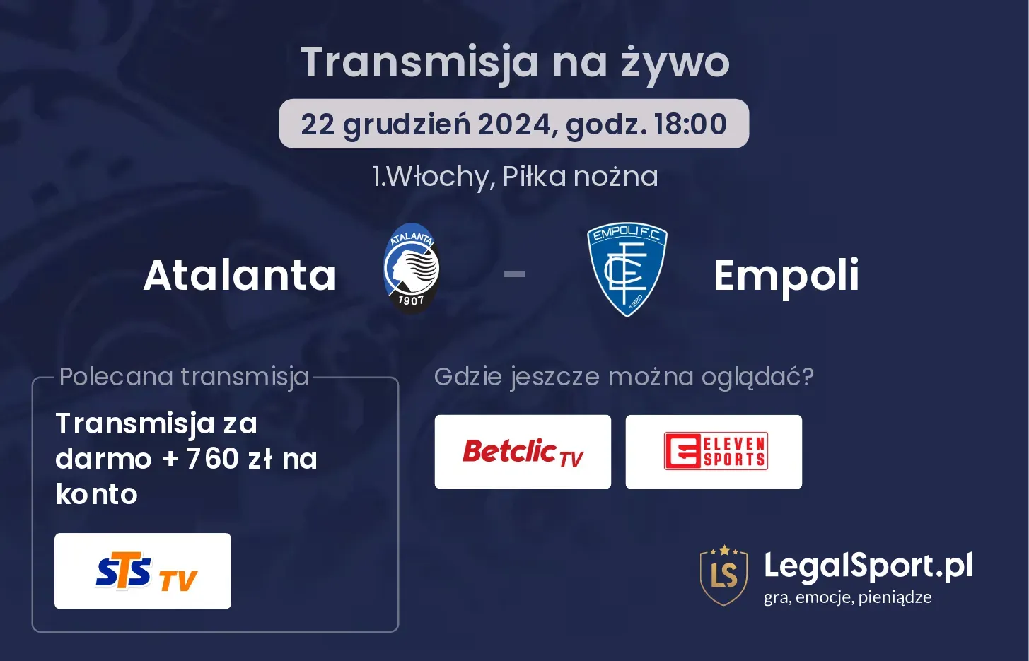 Atalanta - Empoli transmisja na żywo