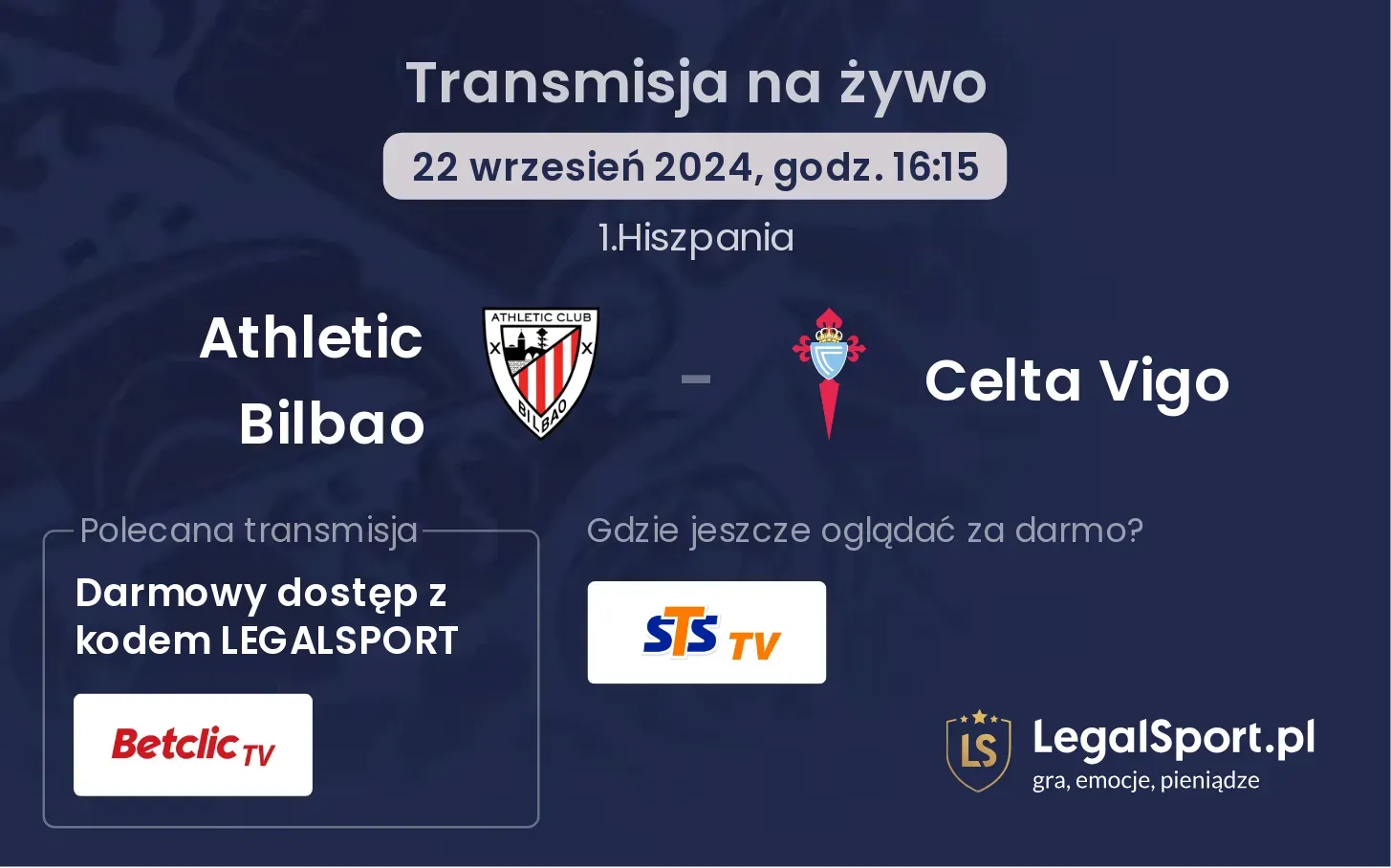 Athletic Bilbao - Celta Vigo transmisja na żywo