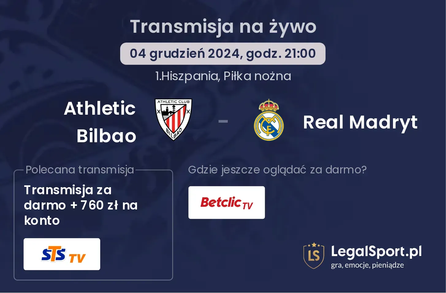 Athletic Bilbao - Real Madryt transmisja na żywo